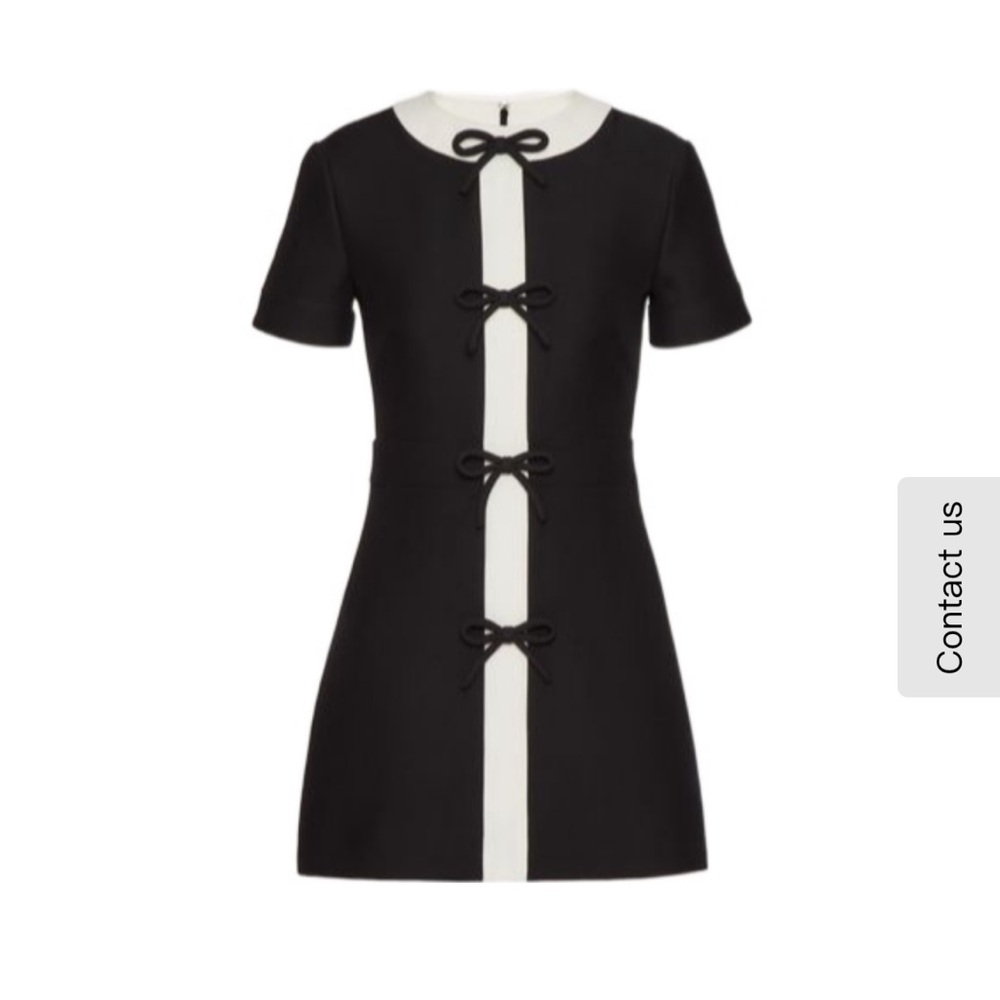 Valentino Crepe Couture Short Dress Black w/ Bows